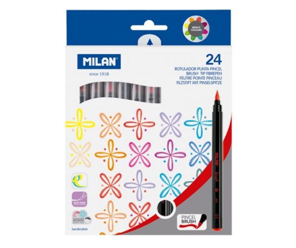 Brush pen MILAN Tipped water-based  FIBREPENS - PACK 24 UNITS 0612624