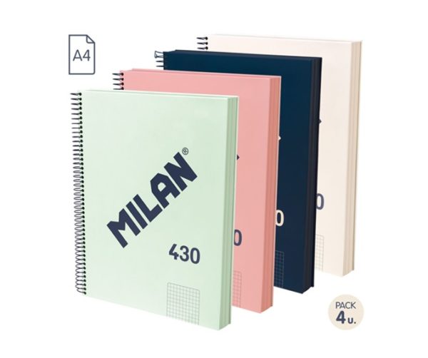 Bllok A4 spirale me katrore 80 flete Milan 57143E120X4 kapak i forte  120 flete