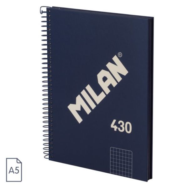 .Bllok A5 spirale me katrore 80 flete Milan 57153E80SNCB kapak i forte ngjyr blu