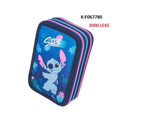Portofol shkolle 3 zinxhira Coolpack F067780 Jumper 3 Disney Stitch Pencil Case, Multicoloured